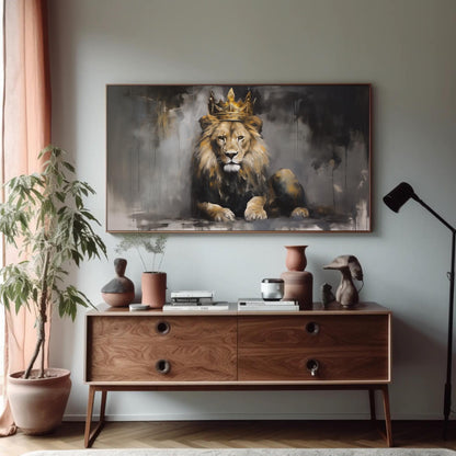Lion King Canvas Art – Black Gold Canvas | Modern Lion Wall Art Print - Antarmada