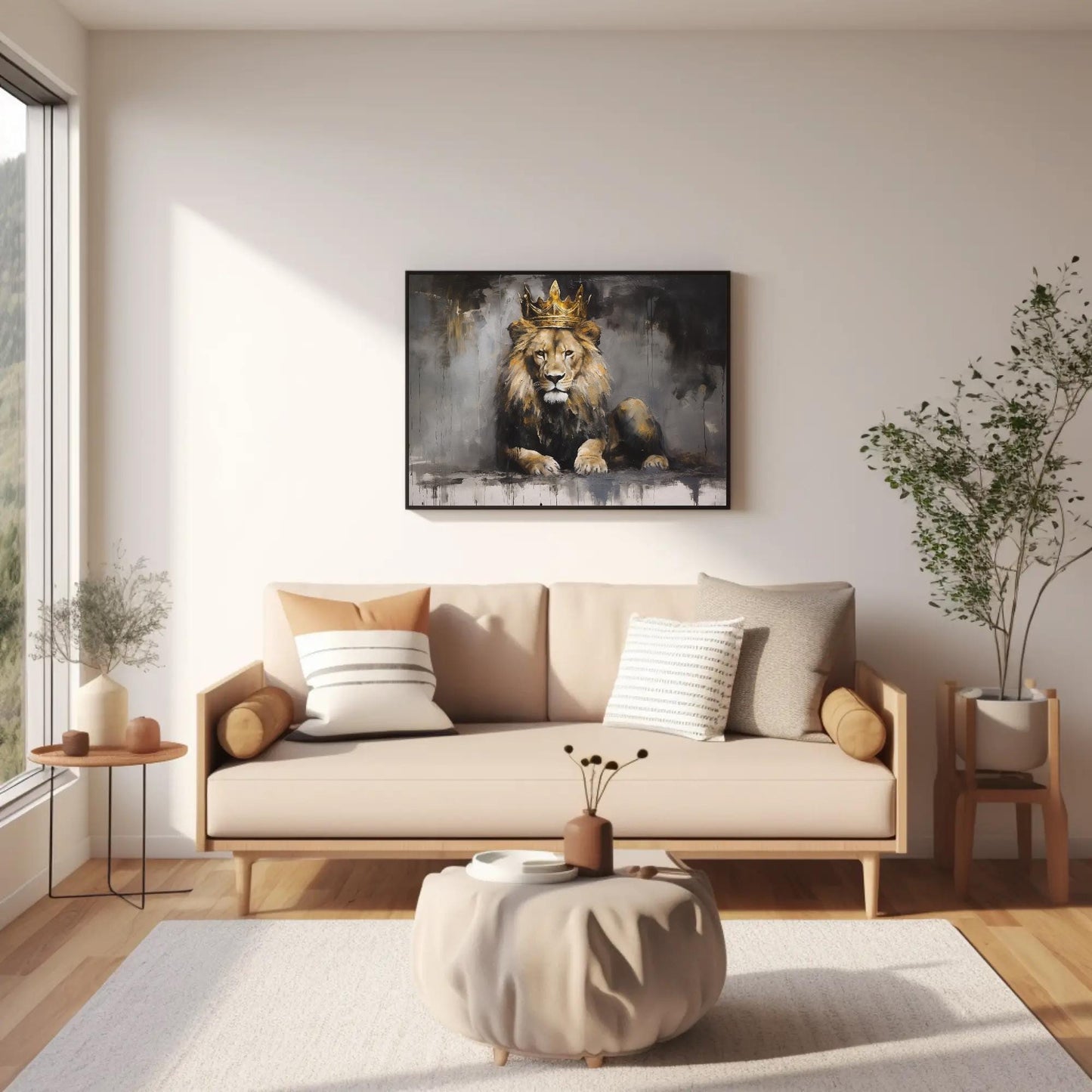 Lion King Canvas Art – Black Gold Canvas | Modern Lion Wall Art Print - Antarmada