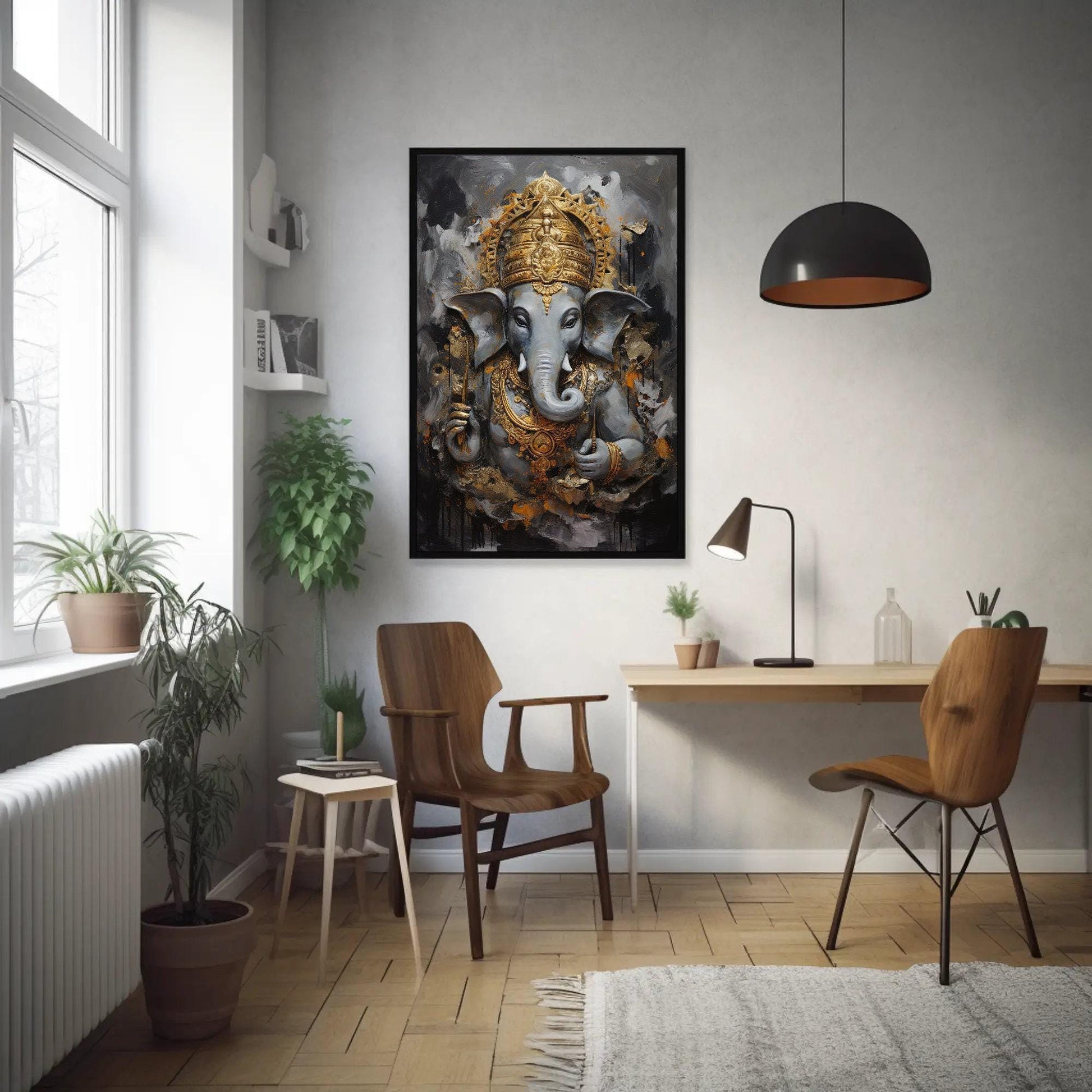 Lord Ganesh , Premium Hindu Home canvas wall art shown in a styled room (view 8)
