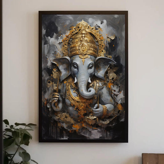Lord Ganesh Canvas Print, Premium Hindu Home Decor Wall Art - Antarmada