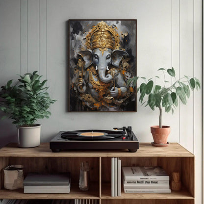 Lord Ganesh , Premium Hindu Home canvas wall art shown in a styled room (view 4)