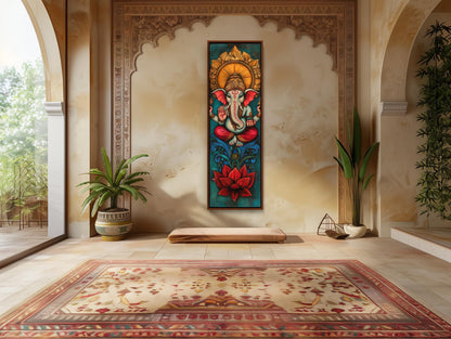 Lord Ganesha Canvas Print – Framed Vertical Wall Art | Sacred Hindu Decor - Antarmada