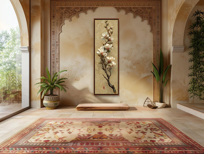 Magnolia Branch Canvas | Japandi Wall Art - Skinny Floral Print on Museum Grade Canvas - Antarmada