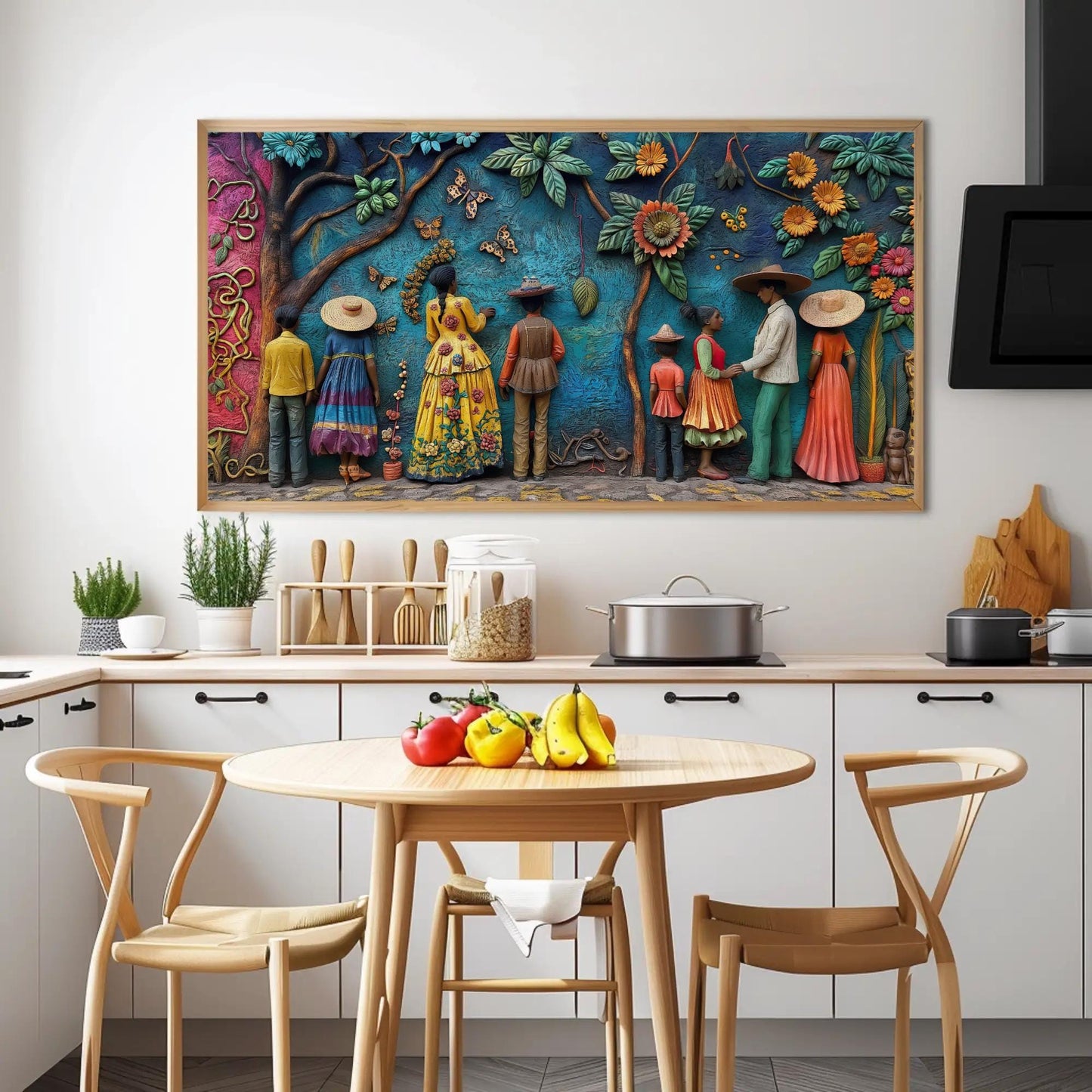 Mexican 3D , Vibrant Cultural Landscape canvas wall art shown in a styled room (view 3)