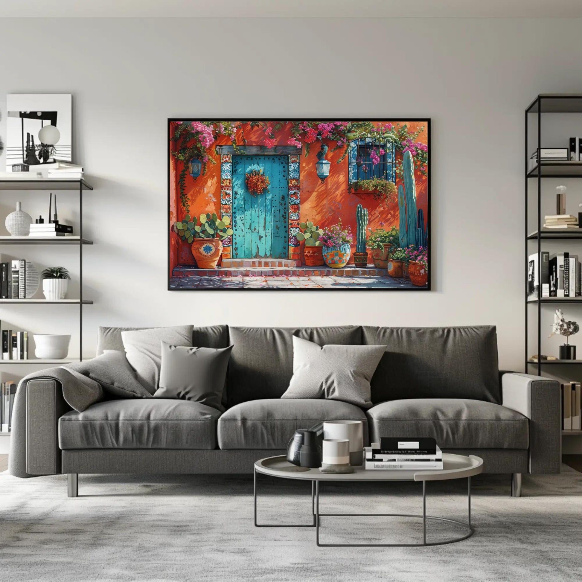 Mexican Doorway Canvas | Vibrant Southwestern Wall Art - Turquoise Door Print - Antarmada