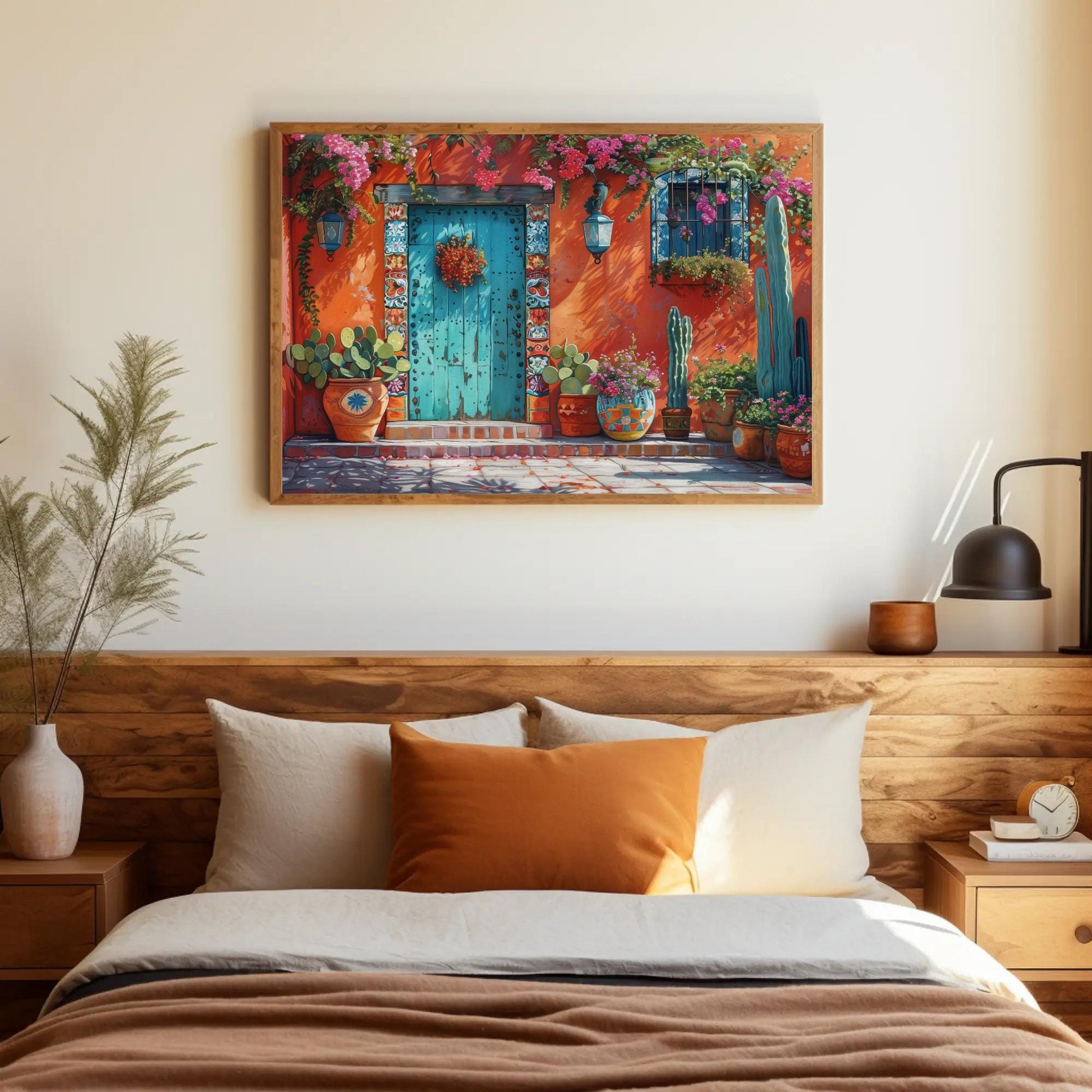Mexican Doorway Canvas | Vibrant Southwestern Wall Art - Turquoise Door Print - Antarmada