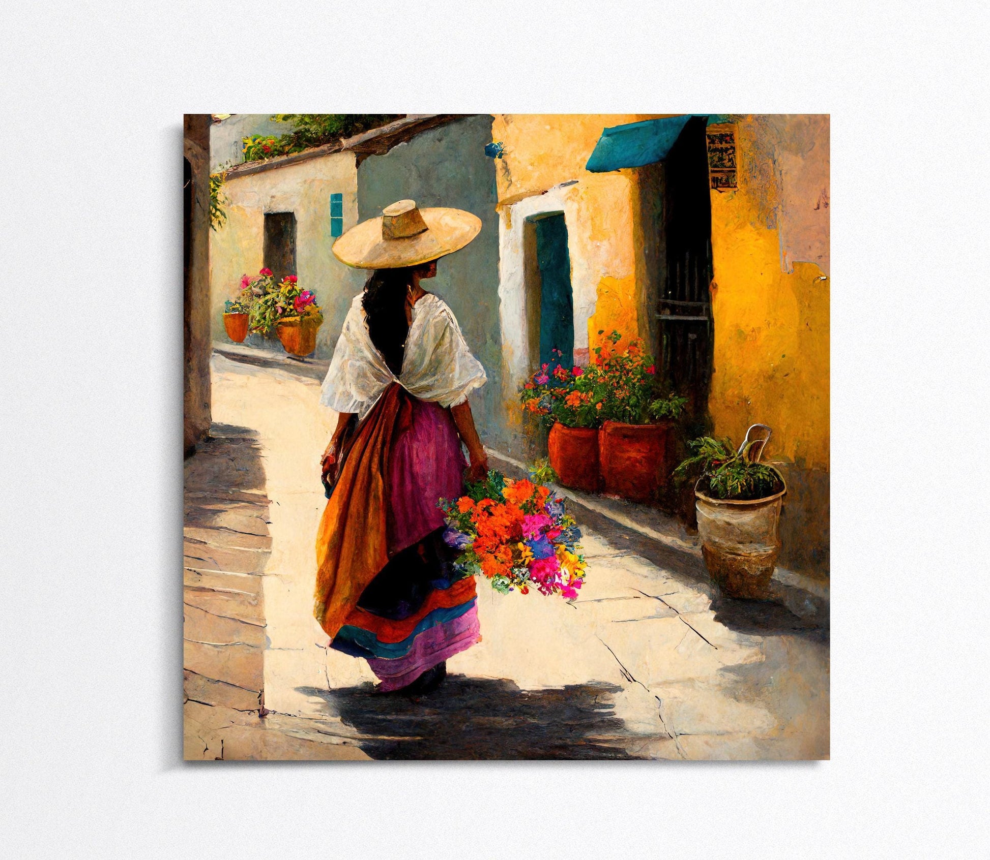 Mexican Village Canvas Art – Colorful Hacienda Decor | Museum-Grade Print - Antarmada