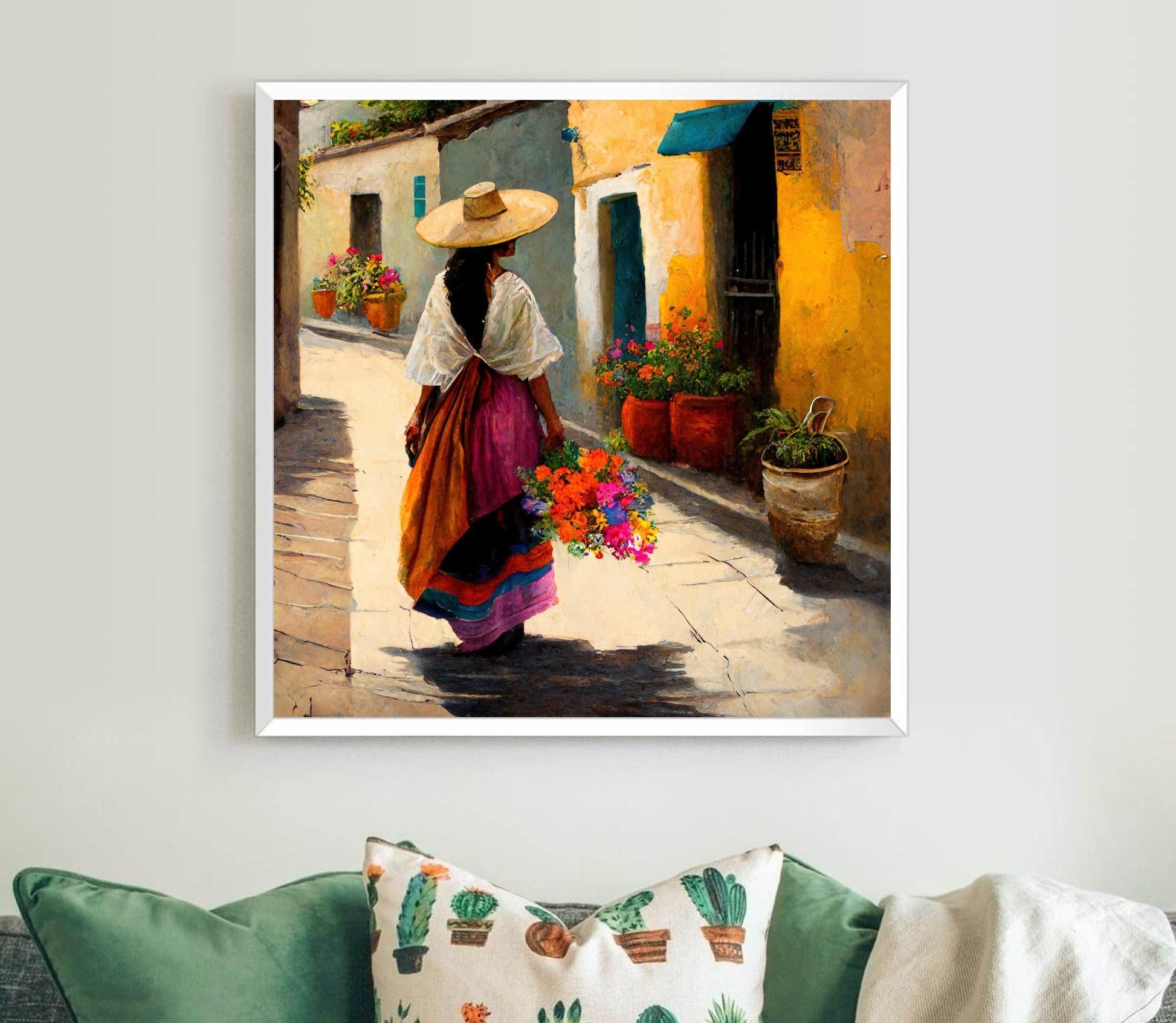Mexican Village Canvas Art – Colorful Hacienda Decor | Museum-Grade Print - Antarmada