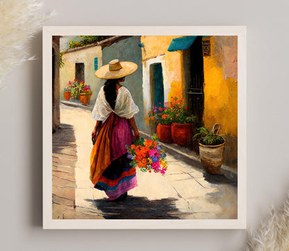 Mexican Village Canvas Art – Colorful Hacienda Decor | Museum-Grade Print - Antarmada
