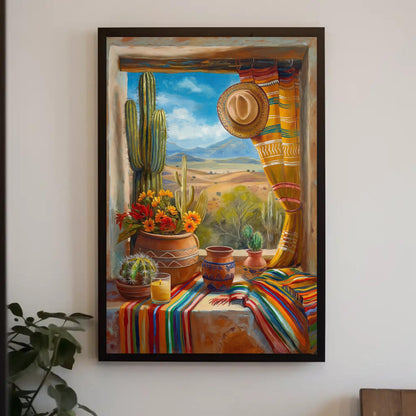 Mexican Village Canvas Art - Vibrant Southwestern Wall Decor | Framed Gallery Wrap - Antarmada