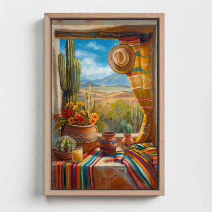 Mexican Village Canvas Art - Vibrant Southwestern Wall Decor | Framed Gallery Wrap - Antarmada