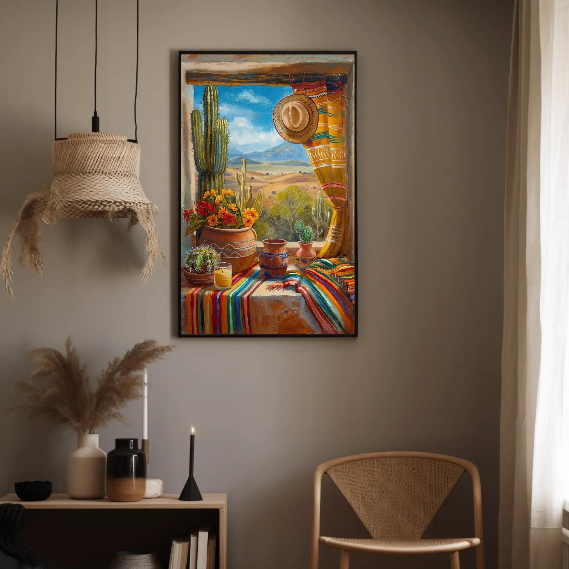 Mexican Village Canvas Art - Vibrant Southwestern Wall Decor | Framed Gallery Wrap - Antarmada