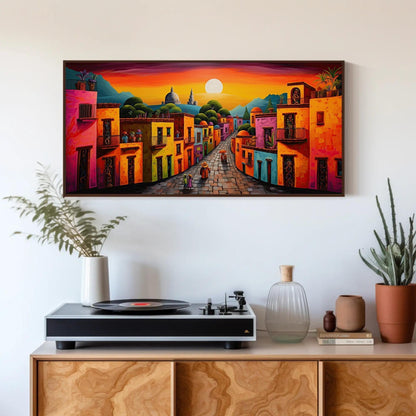 Mexican Village Canvas Print - Colorful Landscape Art | Vibrant Rustic Wall Decor - Antarmada