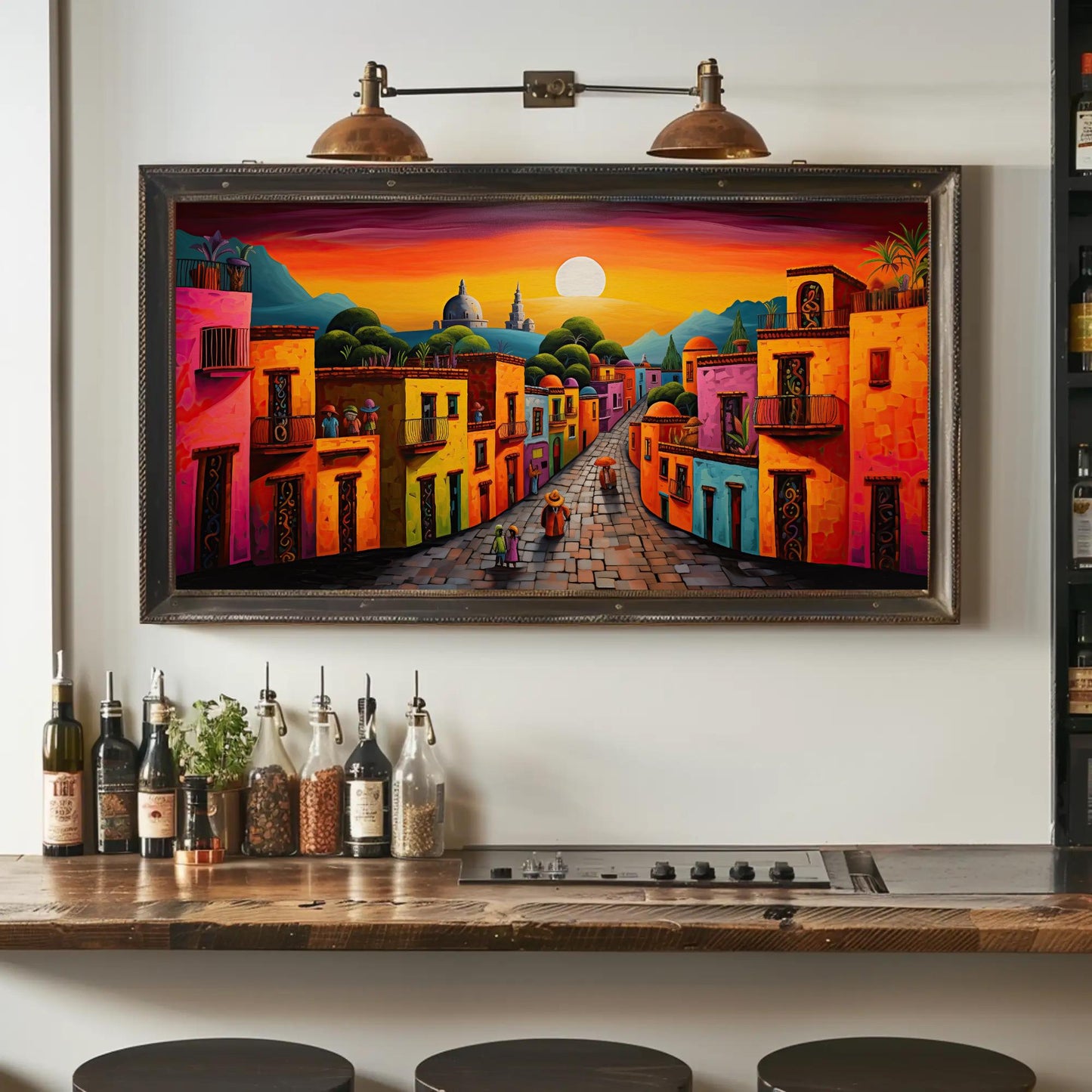 Mexican Village Canvas Print - Colorful Landscape Art | Vibrant Rustic Wall Decor - Antarmada