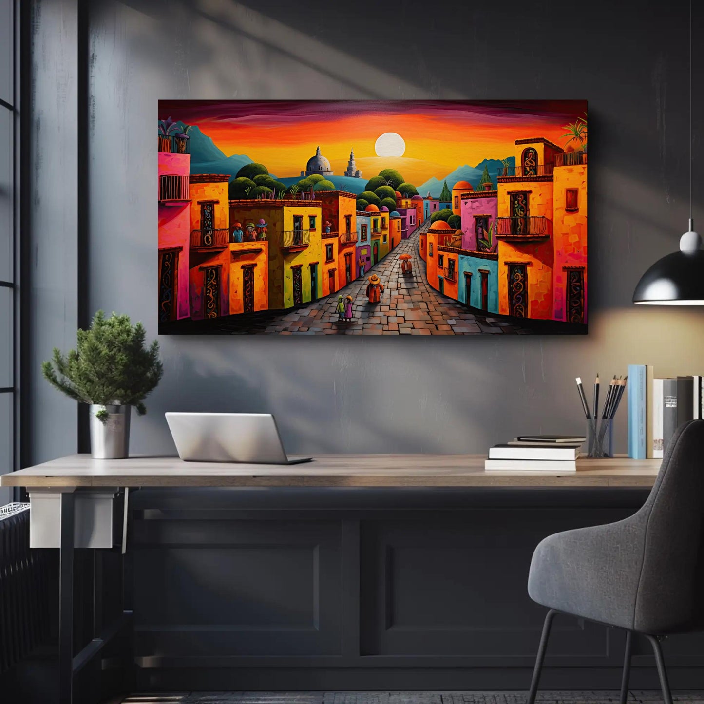 Mexican Village Canvas Print - Colorful Landscape Art | Vibrant Rustic Wall Decor - Antarmada