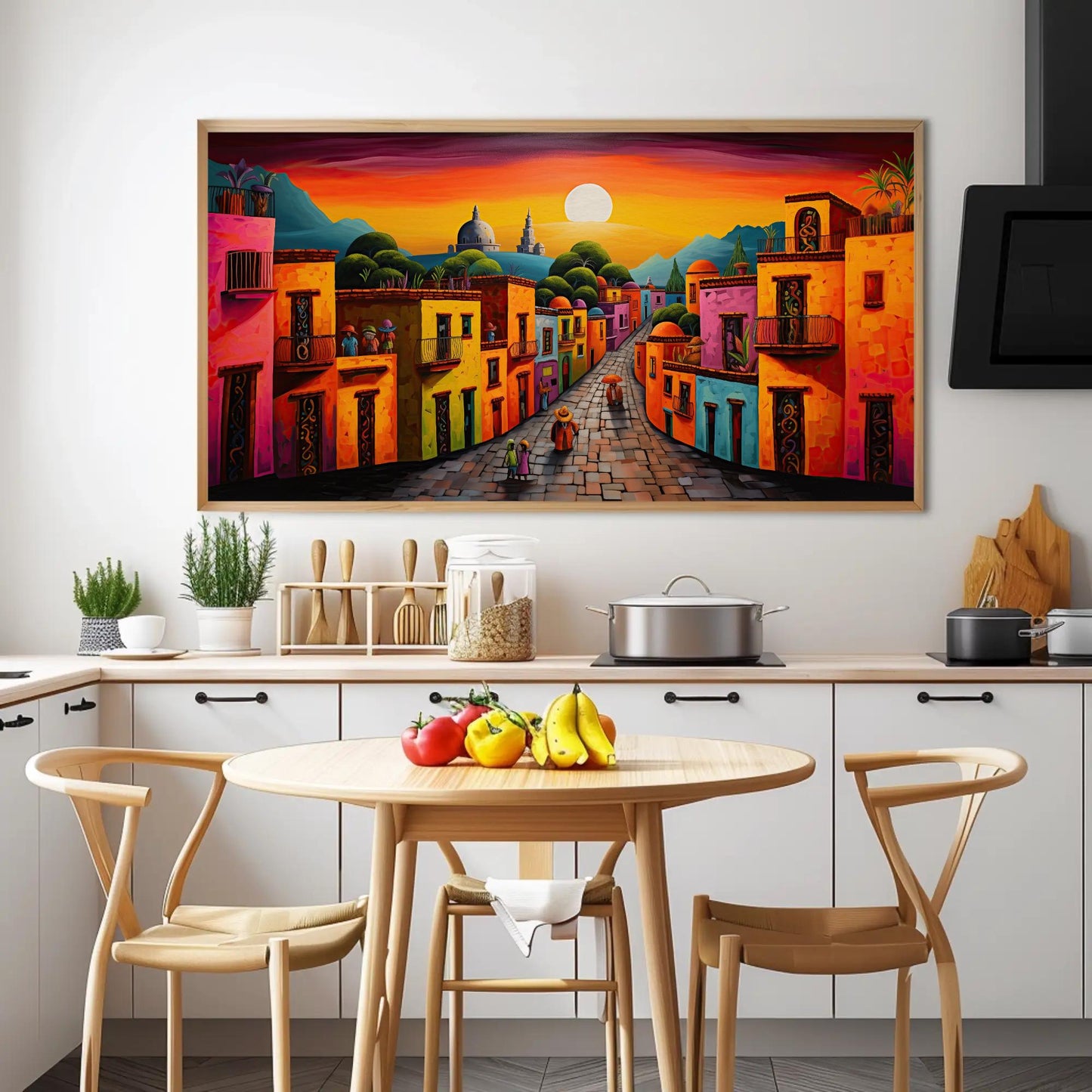 Mexican Village Canvas Print - Colorful Landscape Art | Vibrant Rustic Wall Decor - Antarmada