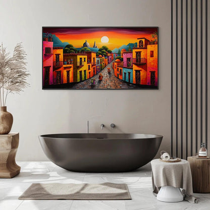 Mexican Village Canvas Print - Colorful Landscape Art | Vibrant Rustic Wall Decor - Antarmada