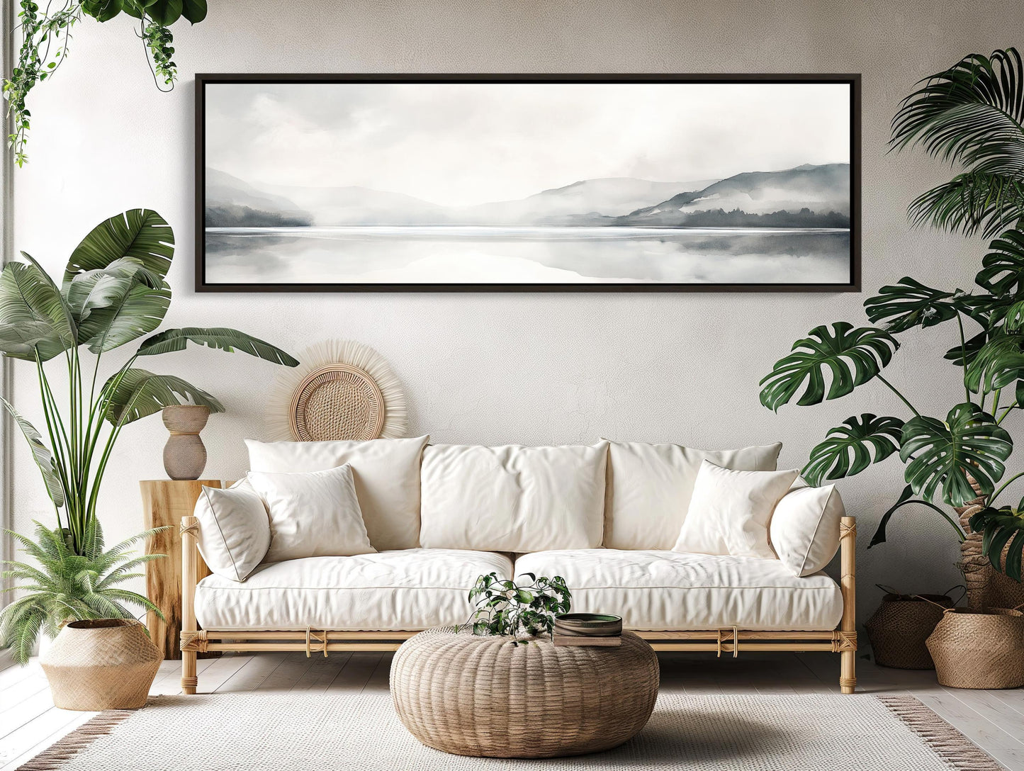 Mountain Lake Canvas Art – Panoramic Wall Decor | Framed Ready to Hang Minimalist Landscape - Antarmada