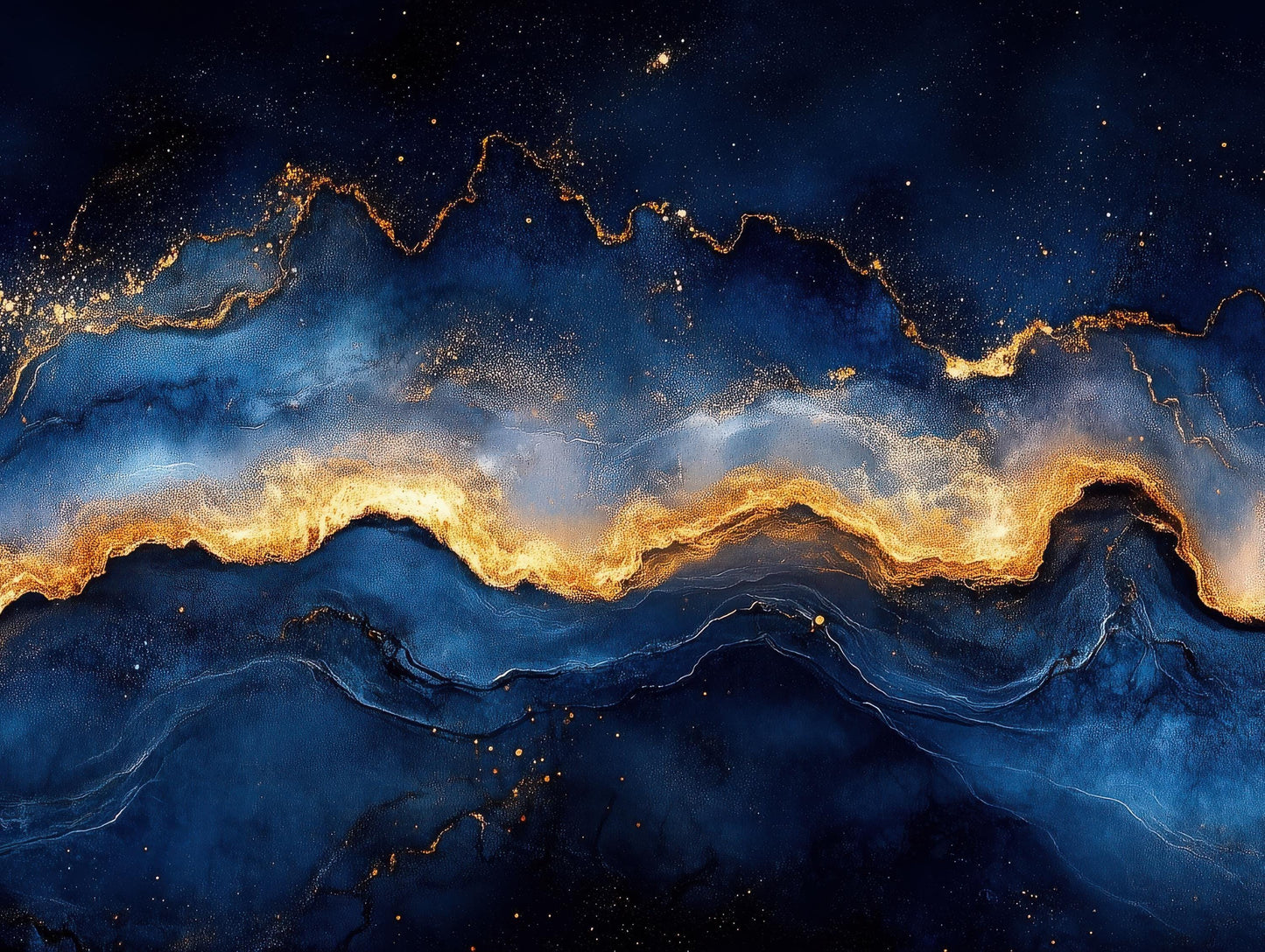 Navy Gold Galaxy Canvas - Panoramic Wall Art | Luxury Abstract Galaxy Print - Antarmada