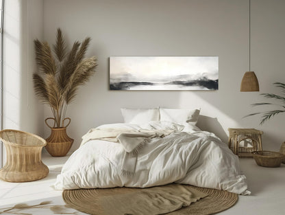 Neutral Watercolor Landscape - Panoramic Wall Art | Framed Canvas Print - Antarmada