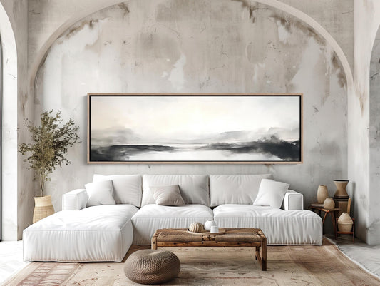Neutral Watercolor Landscape - Panoramic Wall Art | Framed Canvas Print - Antarmada