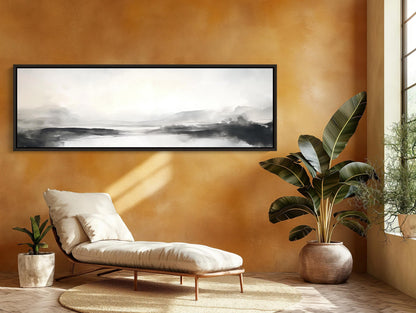 Neutral Watercolor Landscape - Panoramic Wall Art | Framed Canvas Print - Antarmada
