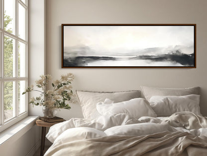 Neutral Watercolor Landscape - Panoramic Wall Art | Framed Canvas Print - Antarmada