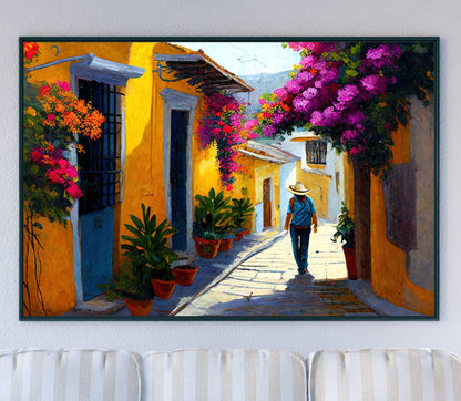 Oaxaca Art Print - Vibrant Mexican Village Painting on Museum-Grade Canvas - Antarmada