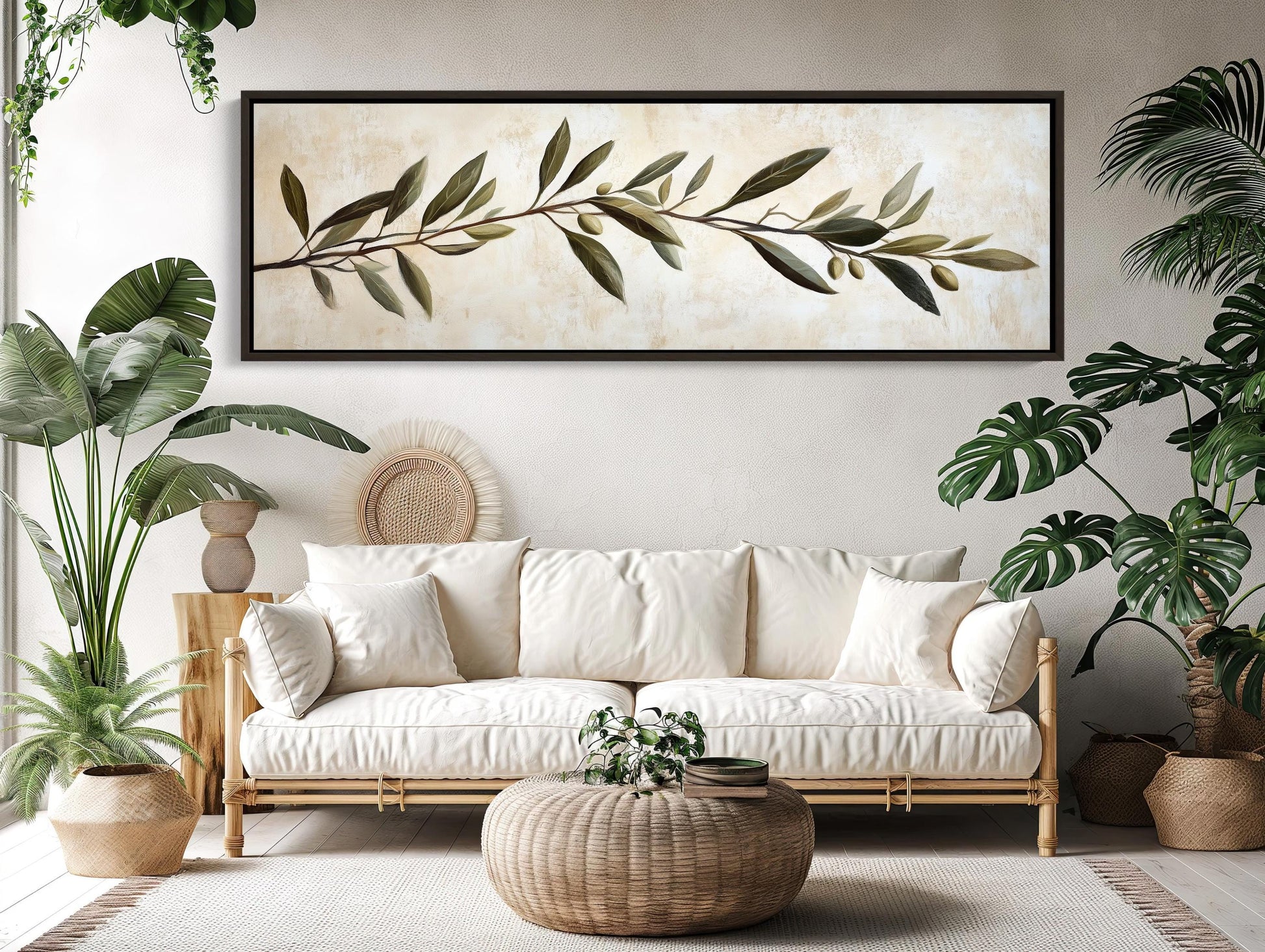 Olive Branch , Long Horizontal Kitchen canvas wall art shown in a kitchen (view 2)