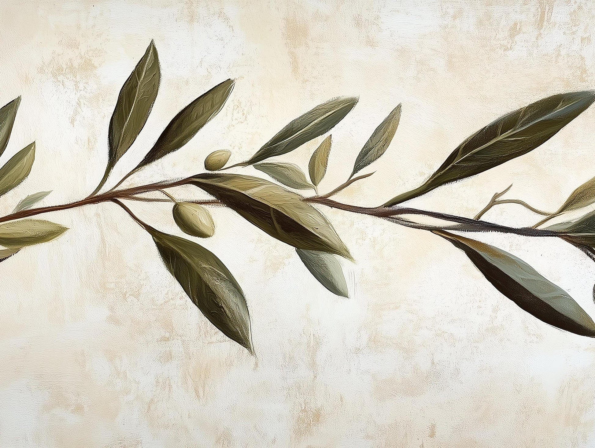 Olive Branch , Long Horizontal Kitchen canvas wall art shown in a kitchen (view 3)