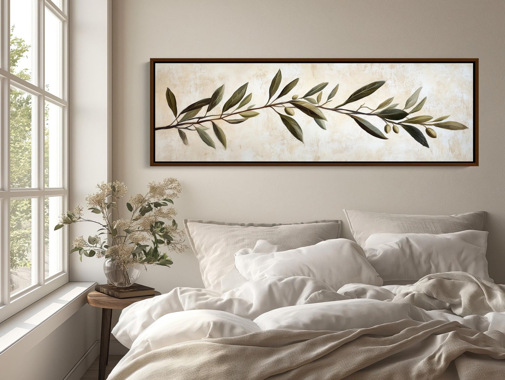 Olive Branch , Long Horizontal Kitchen canvas wall art shown in a kitchen (view 5)