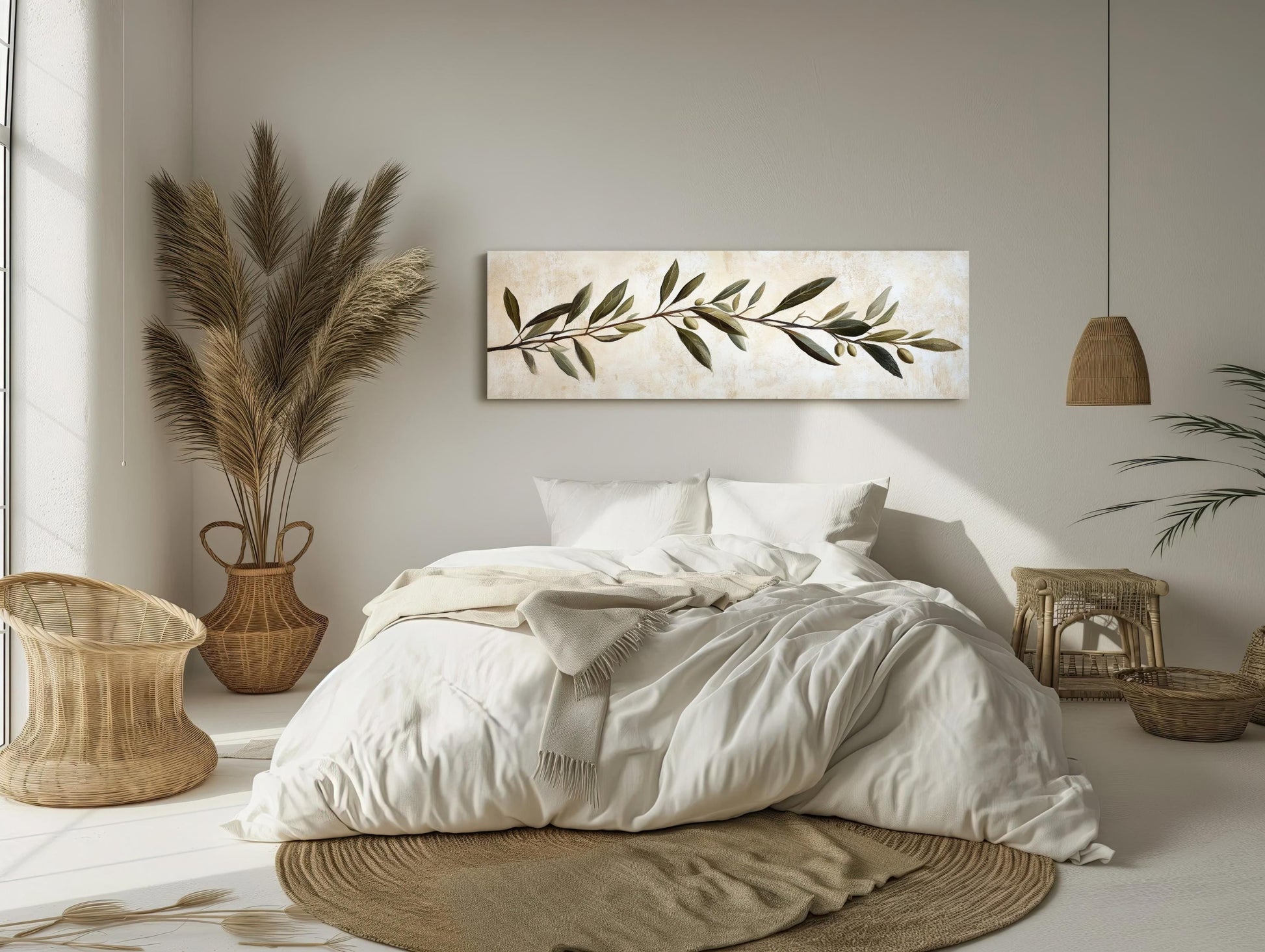 Olive Branch , Long Horizontal Kitchen canvas wall art shown in a kitchen (view 6)