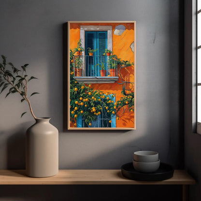 Orange Tree Canvas Print – Vibrant Mediterranean Wall Art | Balcony Decor - Antarmada