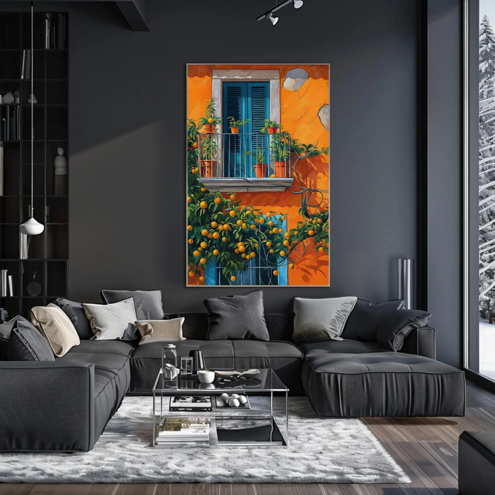Orange Tree Canvas Print – Vibrant Mediterranean Wall Art | Balcony Decor - Antarmada