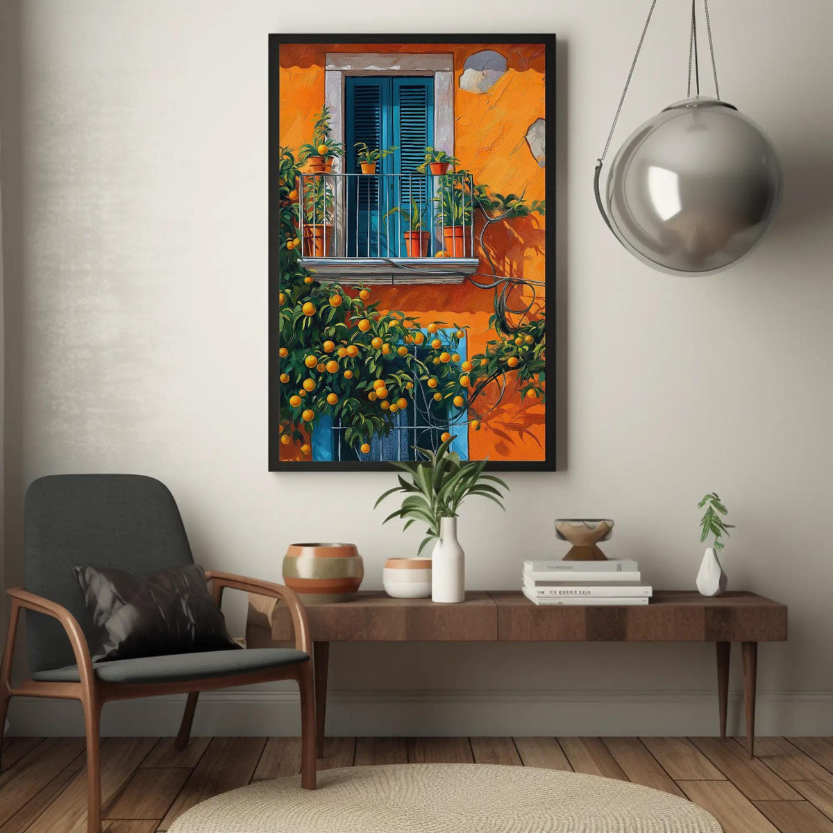 Orange Tree Canvas Print – Vibrant Mediterranean Wall Art | Balcony Decor - Antarmada