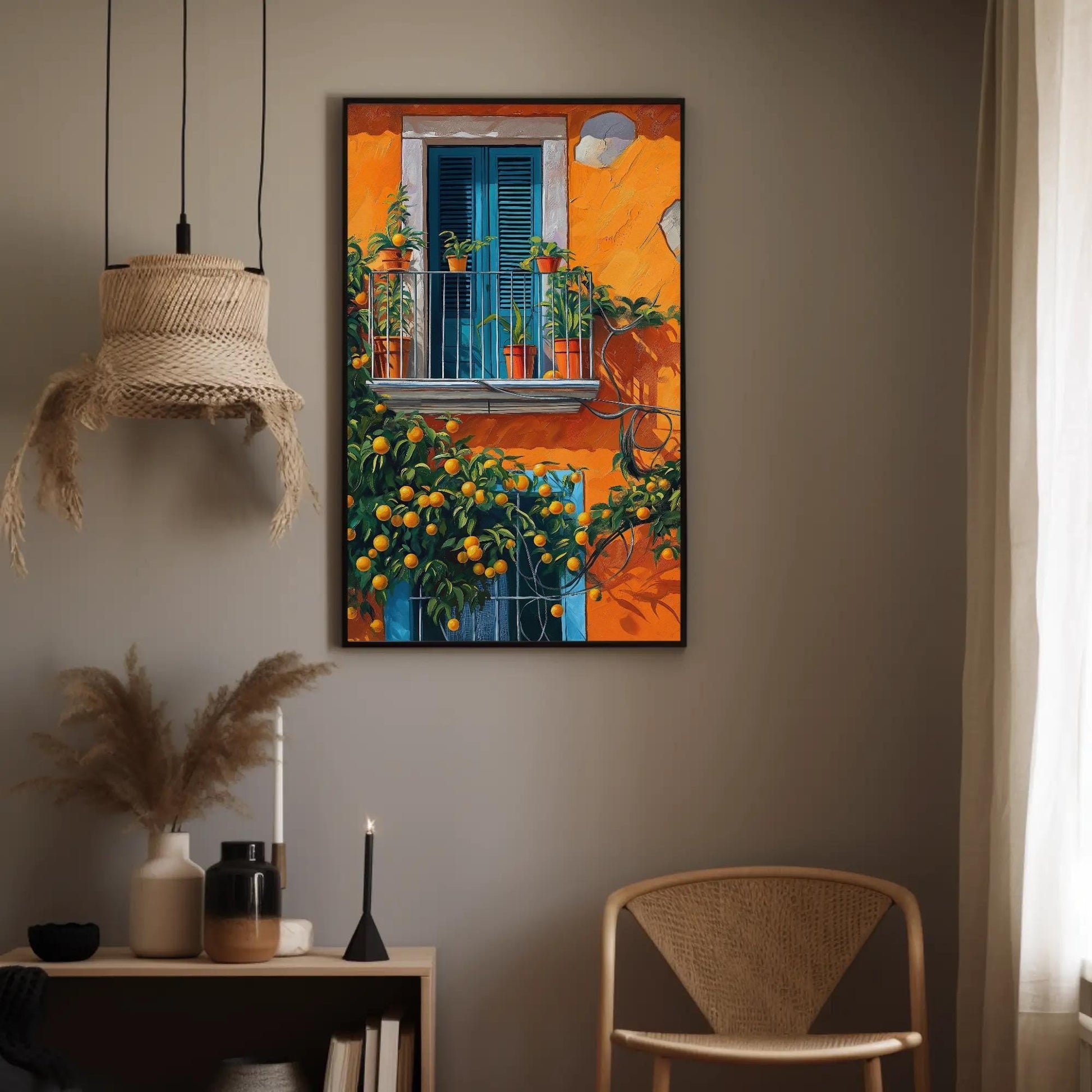 Orange Tree Canvas Print – Vibrant Mediterranean Wall Art | Balcony Decor - Antarmada