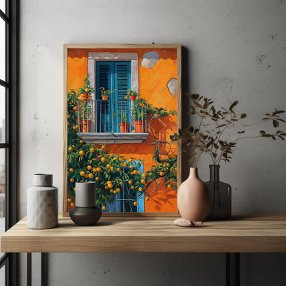 Orange Tree Canvas Print – Vibrant Mediterranean Wall Art | Balcony Decor - Antarmada