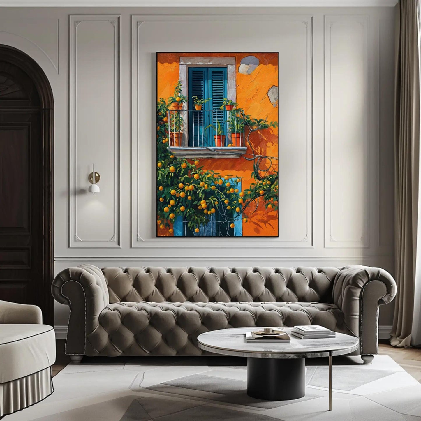 Orange Tree Canvas Print – Vibrant Mediterranean Wall Art | Balcony Decor - Antarmada
