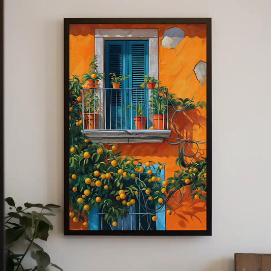 Orange Tree Canvas Print – Vibrant Mediterranean Wall Art | Balcony Decor - Antarmada