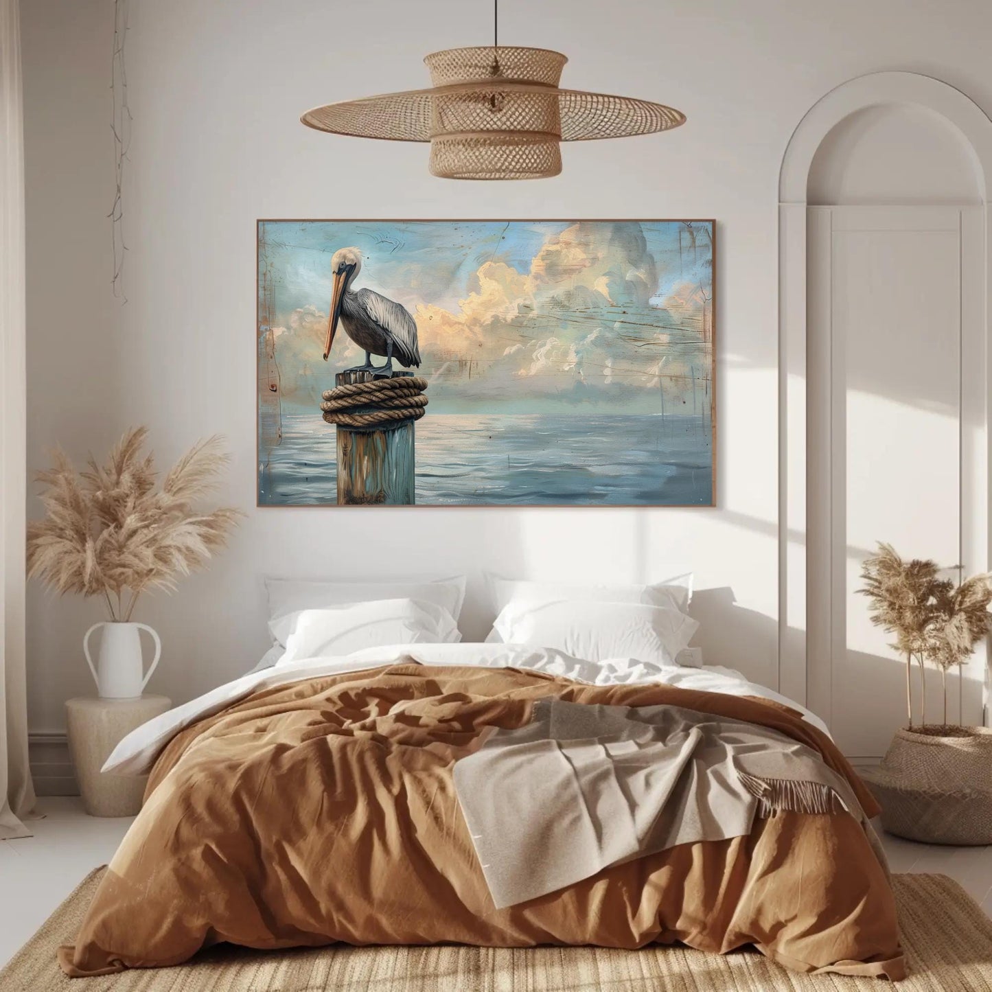Pelican Canvas Print - Coastal Bird Art | Nautical Wall Decor | Extra Large Canvas - Antarmada
