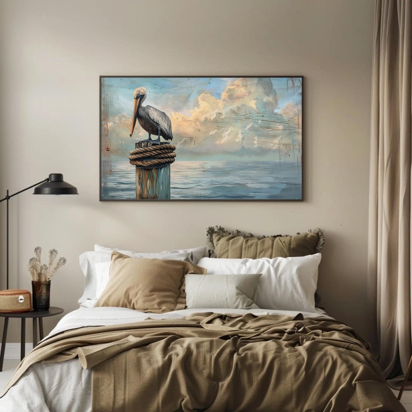 Pelican Canvas Print - Coastal Bird Art | Nautical Wall Decor | Extra Large Canvas - Antarmada