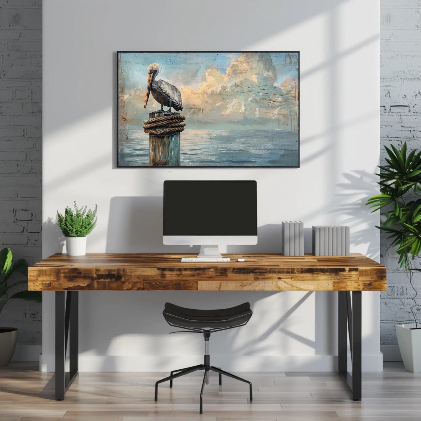 Pelican Canvas Print - Coastal Bird Art | Nautical Wall Decor | Extra Large Canvas - Antarmada