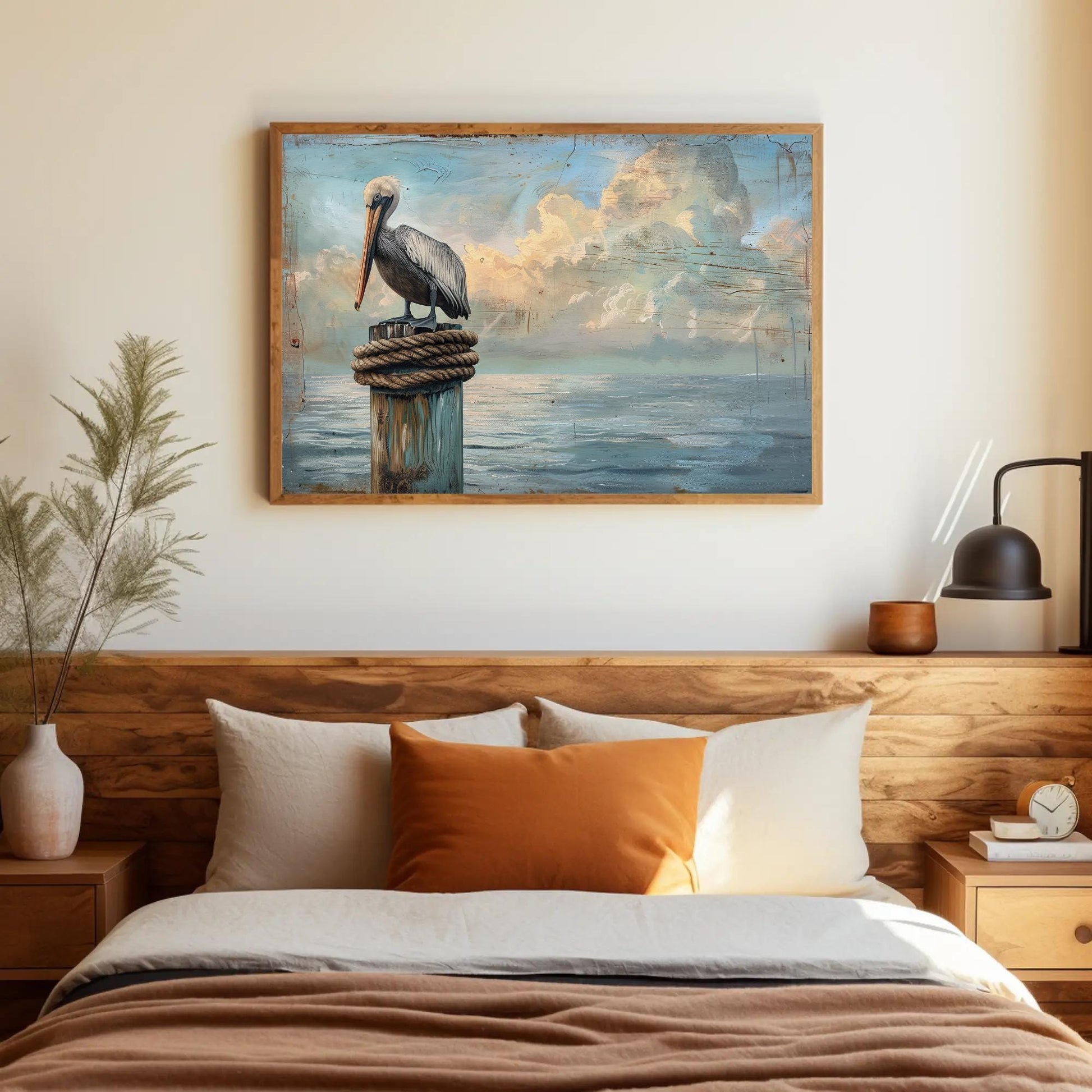 Pelican Canvas Print - Coastal Bird Art | Nautical Wall Decor | Extra Large Canvas - Antarmada
