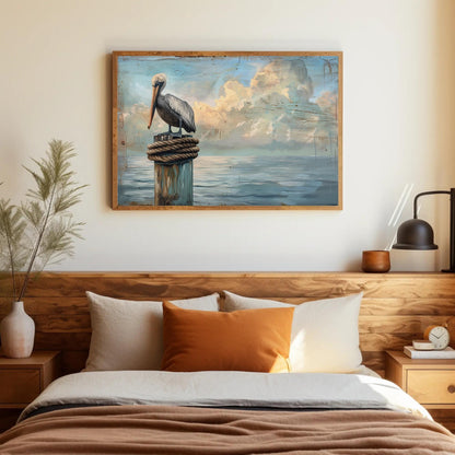 Pelican Canvas Print - Coastal Bird Art | Nautical Wall Decor | Extra Large Canvas - Antarmada