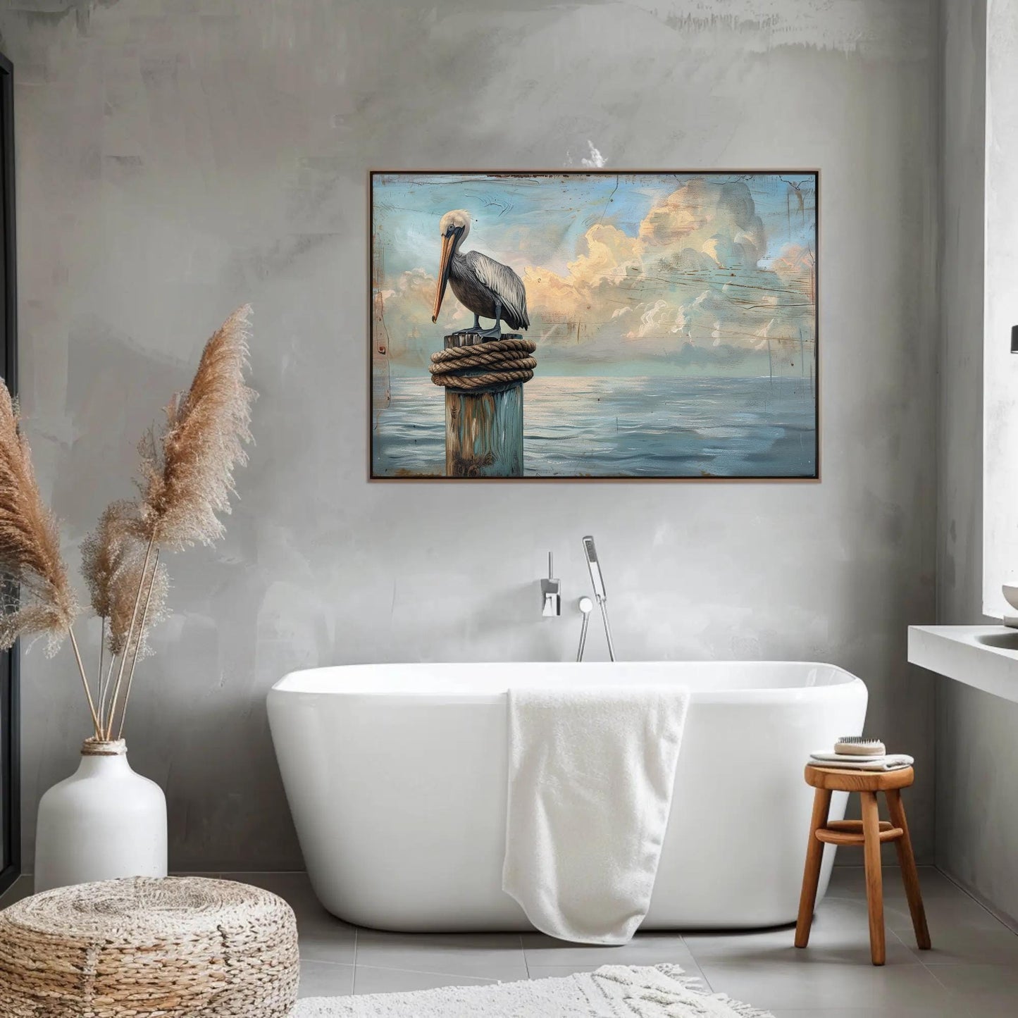 Pelican Canvas Print - Coastal Bird Art | Nautical Wall Decor | Extra Large Canvas - Antarmada