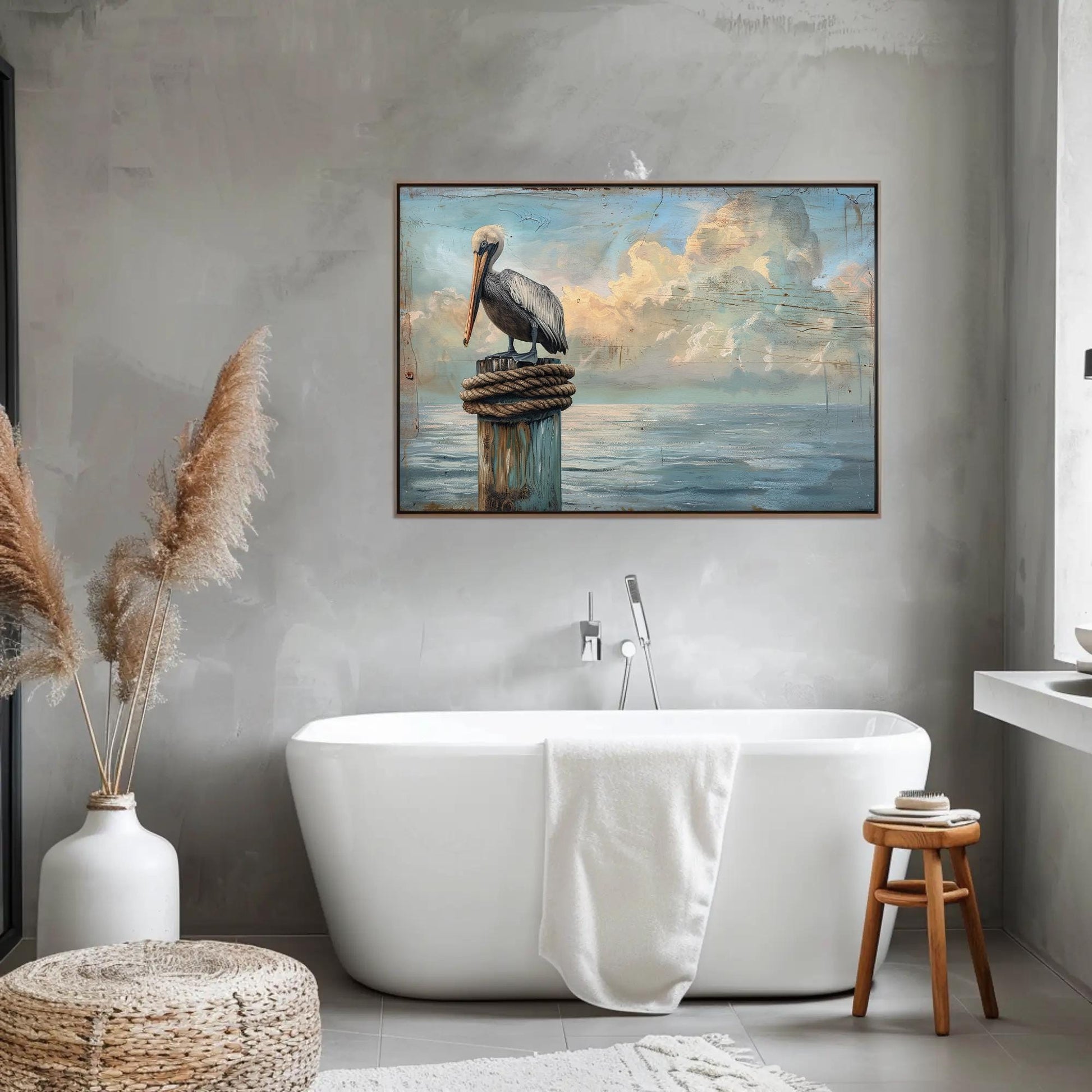 Pelican Canvas Print - Coastal Bird Art | Nautical Wall Decor | Extra Large Canvas - Antarmada