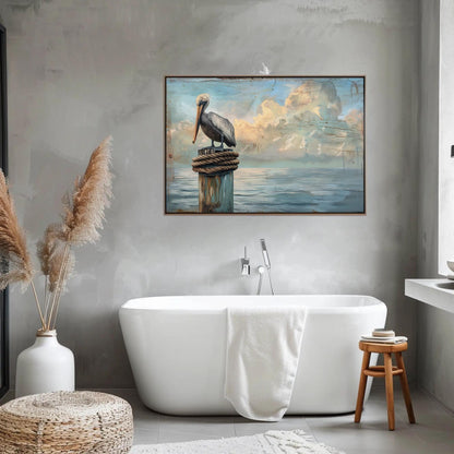 Pelican Canvas Print - Coastal Bird Art | Nautical Wall Decor | Extra Large Canvas - Antarmada