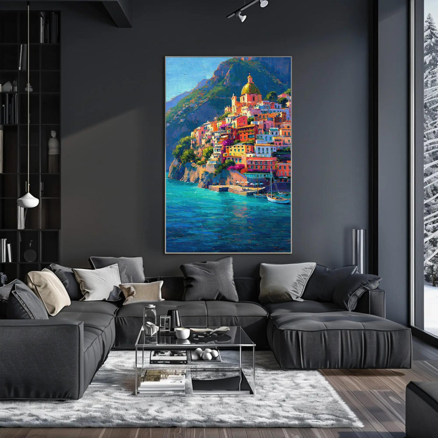 Positano Amalfi Coast Painting – Vertical Italian Village Canvas Print | Mediterranean Wall Art - Antarmada