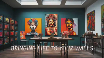 Black Woman Wall Art | African American Art Print | Woman with Coffee Painting | Yellow and Blue Kitchen Decor Canvas