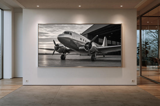 Propeller Plane Decor, Vintage Twin-Prop Airliner Panorama Canvas - Antarmada